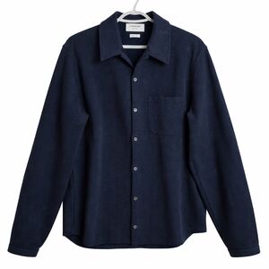 Thom Browne New York Navy Textured Ribbed Long Sleeves Overshirt Shacket
